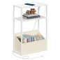 TUTOTAK Keep Phones Charged & Books Organized with Slim 3-Tier Side Table with Charging Station for Living Room Bedroom White TB01BW095 - color: White