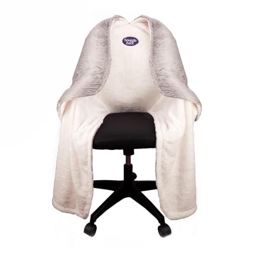 The Original Office Chair Blanket by SnuggleBack; Cozy Comfy Office Desk Chair Wrap Attaches for Hands-Free Warmth. Stay Warm In The Winter or Summer. (Silver Grey Faux Fur) - color: Silver Fox Grey Fur