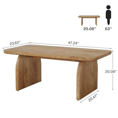 Tribesigns Rectangle Coffee Table, 47-Inch Wood Rectangular Living Room Table, Farmhouse Accent Center Low Cocktail Tea Table with Sturdy Base & Rounded Corners, Easy Assembly (Natural Brown) - color: Natural Brown