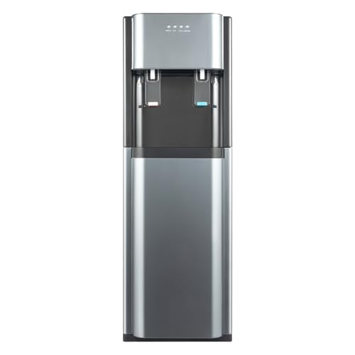 F880 Floor Standing Beverage Tower, Lower Cabinet Loading Hot and Cold Water Station, 450W Heating w/Cup-Push Spout for Kitchen, Lounge & Front Desk (Dark Gray) - color: Dark Gray