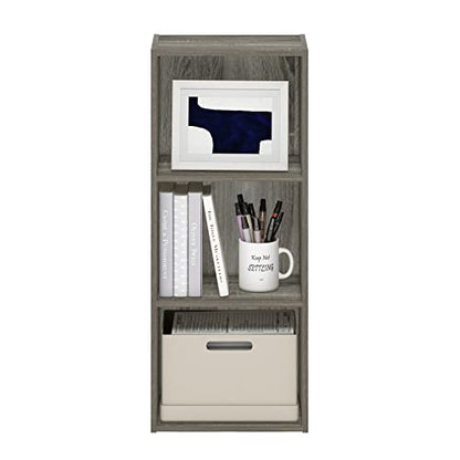 Furinno LUDER Book Shelf, 3-Cube Bookshelf, Bookcase with Open Shelves, 9.3 x 12 x 31.5, Easy Assembly, for Living Room, Bedroom, Home Office, Grey Oak - color: Grey Oak, size: 3-Cube, 9.3 x 12 x 31.5