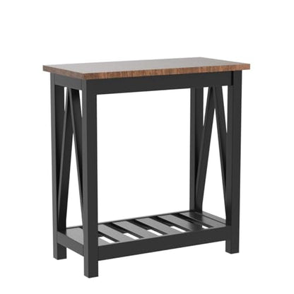 ChooChoo Farmhouse End Table Set of 2, Narrow Side Table with Shelf | Slim Bedside Table ,Small Spaces, Rustic Nightstand, Living Room, Bedroom,Black - color: Black, size: 2 Pack