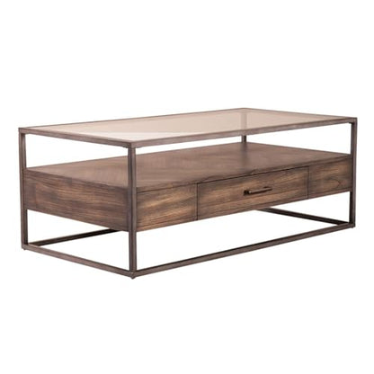 Liberty Furniture Jamestown Glass Top 3 Piece Set - Cocktail Table, 2 End Tables for Living Room - Tobacco - size: 3 Piece Set