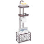 Oasis Creations Toilet Paper Holder Tissue Rack Stand with Magazine Toilet Roll Storage Basket- Freestanding, Bronze Metal - color: Bronze