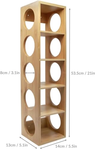 HYGRAD BUILT TO SURVIVE Stackable Bamboo Wall Mounted Wine Rack Stand, 5 Bottle Countertop Freestanding Wine Holder Storage Display Shelves for Basement, Kitchen, Bar, Pantry Cabinet