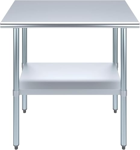 24" x 36" Stainless Steel Prep Table – NSF Certified Heavy Duty Work Table for Home & Commercial Use – Galvanized Undershelf & Legs - size: 36x24