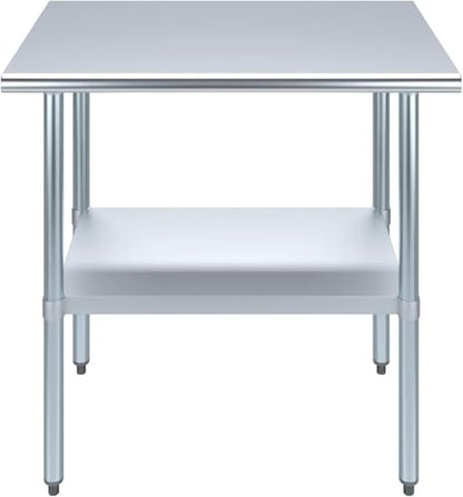 24" x 36" Stainless Steel Prep Table – NSF Certified Heavy Duty Work Table for Home & Commercial Use – Galvanized Undershelf & Legs - size: 36x24