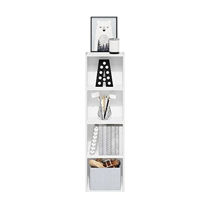 Furinno PASIR Book Shelf, 4-Tier Modern Bookshelf, Open Shelves Bookcase 9 x 12 x 42, Easy Assembly, for Living Room, Bedroom, Home Office, White - color: White, size: 4-Cube