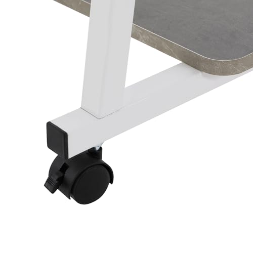 3 Tiers Rolling Computer Desk, 31.5 Inch Home Office Desk with 4 Wheels & 4 Foot Pads, Mobile Small Computer Desk, Student Study Table for Small Space Bedroom (White+Grey) - color: White+grey