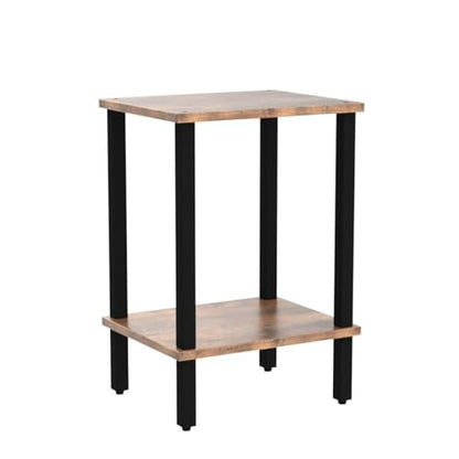 TUTOTAK End Table, Set of 2, Side Table, Nightstand, 2-Tier Storage Shelf, Sofa Table for Small Space, Living Room, Bed Room TB01BB035 - color: Brown and Black