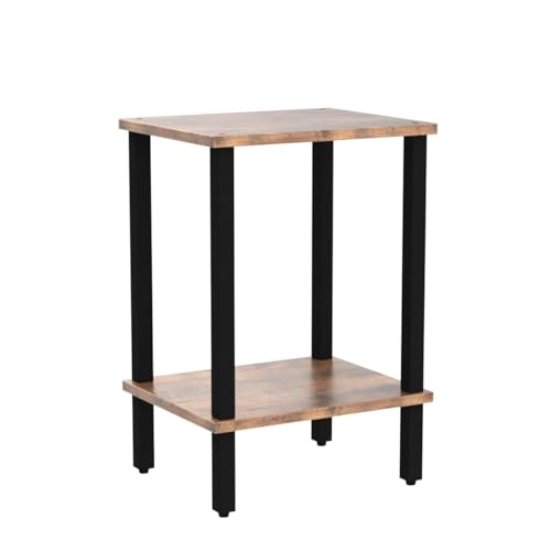 TUTOTAK End Table, Set of 2, Side Table, Nightstand, 2-Tier Storage Shelf, Sofa Table for Small Space, Living Room, Bed Room TB01BB035 - color: Brown and Black