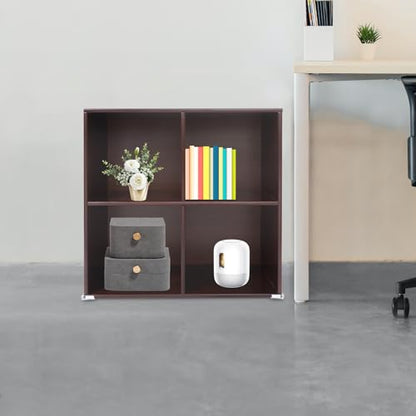 Solid Wood Bookcase with Compartments, 4-Cube Floor Bookshelf for Living Room, Study, Bedroom, Natural Pine Wood Storage Shelf Organizer Display Cabinet for Home, Office - size: 4-Cube(23.62x11.81x23.62in)