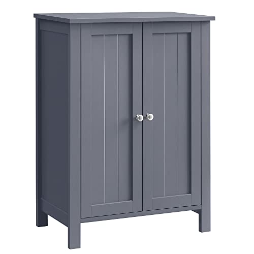 VASAGLE Floor Storage Cabinet, Freestanding Storage Unit with 2 Adjustable Shelves, for Bathroom Living Room Dining Kitchen, 11.8 x 23.6 x 31.5 Inches, Slate Gray UBCB60GY - color: Slate Gray, style: 2 Doors