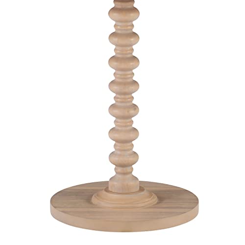Powell Tarkin Round Natural Wood Turned Spindle Pedestal Side Accent Table - color: Natural