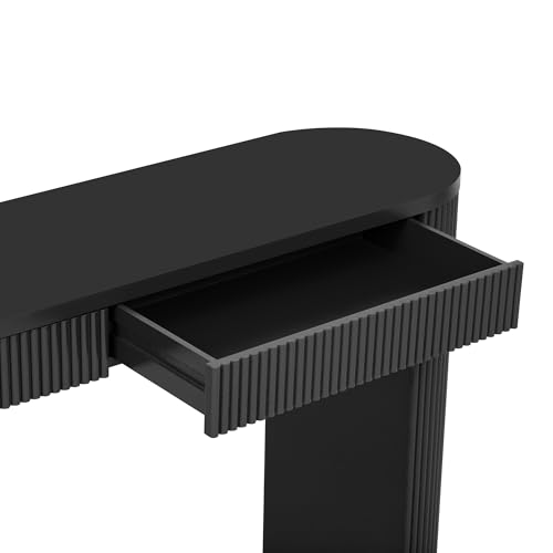 Console Table with Pine Veneer and Vertical Striped,for Entryway Hallway Living Room Bedroom Dining Room (Black#Vertical) - color: Black#vertical)