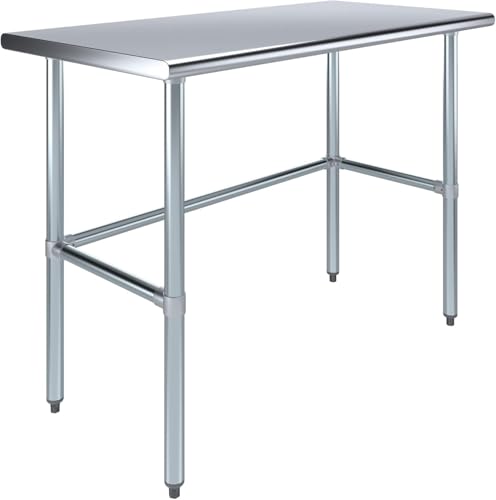 Commercial Open Base Stainless Steel Work Table – 48" x 24" | Heavy-Duty Prep Table with Galvanized Frame | NSF Certified | Restaurant & Utility Use - size: 48"x24"