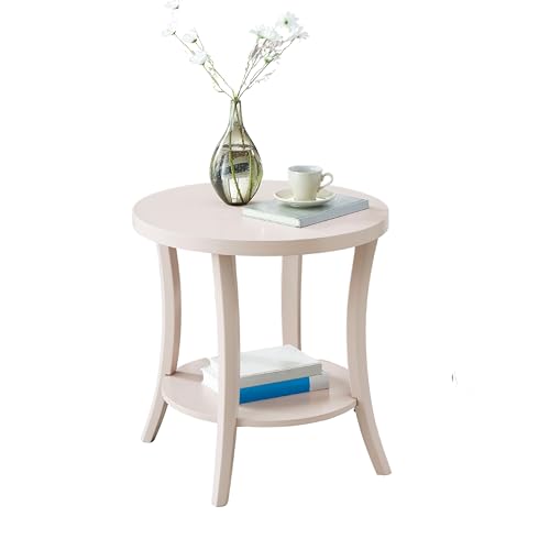 Roundhill Furniture Perth Contemporary Round End Table with Shelf - color: Pink