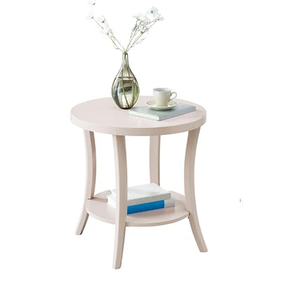 Roundhill Furniture Perth Contemporary Round End Table with Shelf - color: Pink