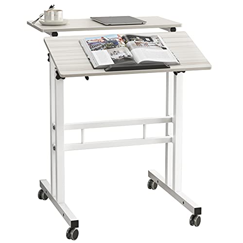 SogesHome Adjustable Laptop Desk Table 23.6inches Portable Laptop Table Computer Stand Desk Cart Tray Table, White Maple - color: Maple, size: 23.6''