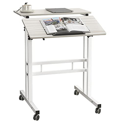 SogesHome Adjustable Laptop Desk Table 23.6inches Portable Laptop Table Computer Stand Desk Cart Tray Table, White Maple - color: Maple, size: 23.6''
