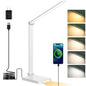 Dott Arts LED Desk Lamp with USB Ports, Touch Control, 5 Color Modes, 3 Brightness Levels, Foldable Design, White - color: White