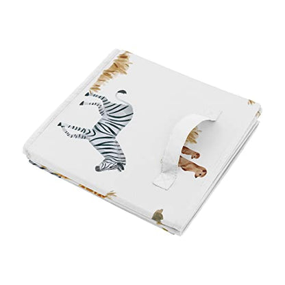 Sweet Jojo Designs Jungle Animals Foldable Fabric Storage Cube Bins Boxes Organizer Toys Kids Baby Set of 2 Dark Hunter Green Yellow Grey Black White Wildlife Safari Elephant Giraffe Monkey Leopard - color: Jungle Animals