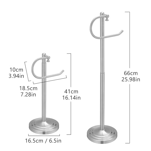 RFOUO Hand Towel Holder Stand, Towel Racks for Bathroom, Brushed Nickel | Stainless Steel, Adjustable 16.5-26 Inch,Heavy base,Space Saving Standing Towel Rack For Bathroom Kitchen Vanity Countertops - color: Brushed Nickel