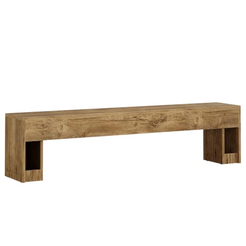 Tribesigns 71" Extra Long Entryway Bench, Farmhouse Bed Bench (Brown) | Modern Wooden Shoe Bench Indoor Seating with Layered Design for Hallway, Bedroom, Living Room, Sofa Back, Dining Room - color: Brown