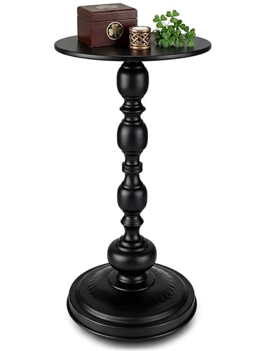 Novabright 1 Set Small Round Side Tables Metal End Table Coffee Drink Table for Small Space Matte Drink Accent Tables Vintage Roman Style for Living Room, Bedroom, Narrow Corners, Sofa Couch (Black) - color: Black