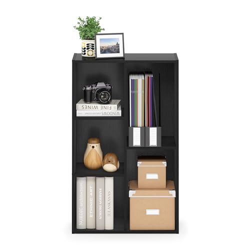 Furinno LUDER Book Shelf, 5-Cube Bookshelf, Easy Assembly Bookcase with Open Shelves, 9.4 x 19.7 x 31.5, for Living Room, Bedroom, Home Office, Darkwood - color: Darkwood, size: 5-Cube, 9.4 x 19.7 x 31.5