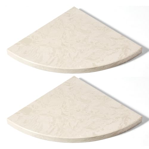 Koville Italian Natural Marble Corner Shelf, 2 Pcs Wall Mounted Marble Bathroom Corner Shelves Organizers, Polished Stone Corner Shower Caddy, No Drilling Adhesive Shower Caddies - Khaki Rose - color: Khaki Rose, size: 2-Layer