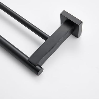Miyili Matte Black Double Bath Towel Bar 36-Inch Stainless Steel Hand Towel Rack for Bathroom Wall Mount, A02B90B - color: Matte Black, size: 36-Inch