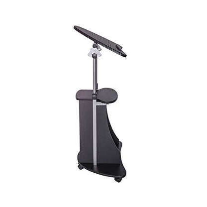 Techni Mobili Sit-to-Stand Mobile Medical Laptop Computer Cart, Black, Adjustable Height, B005 | Adjustable height rolling laptop cart with storage, open shelf, wheels, sit‑to‑stand ideal for podium office medical use - color: Black