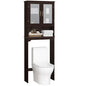 Yaheetech Over The Toilet Storage Cabinet, Free Standing Toilet Rack with Adjustable Shelves and Tempered Glass Doors for Bathroom Washroom, Espresso - color: Espresso