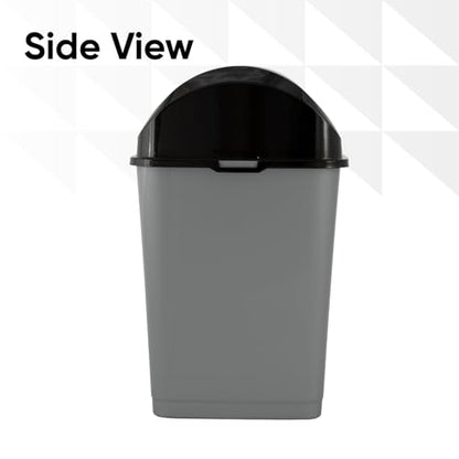 Superio Small Trash Can for Dorm with Lid 4.5 Gallon Plastic Swing Top Slim Garbage Can for Under Sink/Cabinet, Laundry, Kitchen, Office, Bedroom, Bathroom, College, 18 Qt Gray/Black, 2 - size: 4.5 Gallon