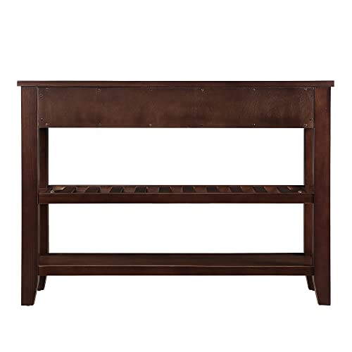 Knocbel Entryway Console Table with 2 Storage Drawers and 2 Lower Shelves, Entrance Hallway Foyer Behind Sofa Couch Table, Easy Assembly (Dark Coffee) - color: Dark Coffee