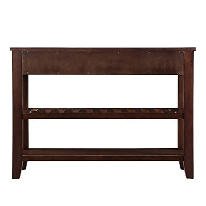 Knocbel Entryway Console Table with 2 Storage Drawers and 2 Lower Shelves, Entrance Hallway Foyer Behind Sofa Couch Table, Easy Assembly (Dark Coffee) - color: Dark Coffee