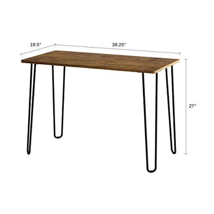 Desk with Hairpin Legs - Modern Industrial Style Home Decor - Woodgrain-Look and Steel Accent Home Office Furniture by Lavish Home (Brown) - color: Brown
