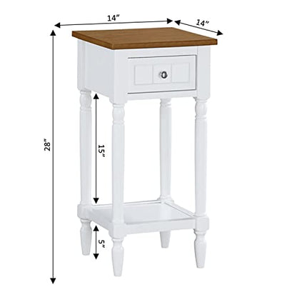 Convenience Concepts French Country Khloe 1 Drawer Accent End Table 14" - Traditional Farmhouse Side Table with Storage Drawer and Shelf for Living Room, Driftwood/White - color: Driftwood/White
