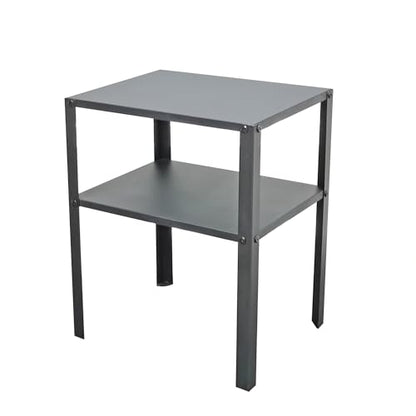 FixtureDisplays Black Metal 2-Tier Nightstand, Side Table, End Table, 14W x 11D x 17" H, Sturdy Riser 50 lbs Capacity