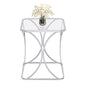 19.68" Square End Table with Tempered Glass Top, Stylish X-Shaped Metal Frame, Living Room Coffee Table, Sofa Side Table, Accent Tables for Small Spaces, Modern Bedside Table (Silver) - color: Silver, style: Style 2