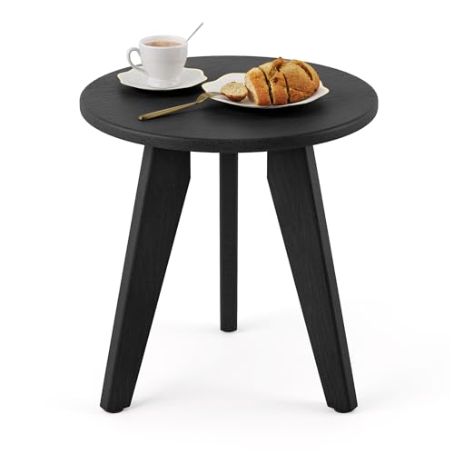 HDPS Outdoor Side Table, Small Round End Table for Outdoor, Black | Outdoor Round Accent Table For Patio,Porch,Garden,Companion to your Chairs, Weather-Resistant, Easy Clean, Quick Assembly - color: Black