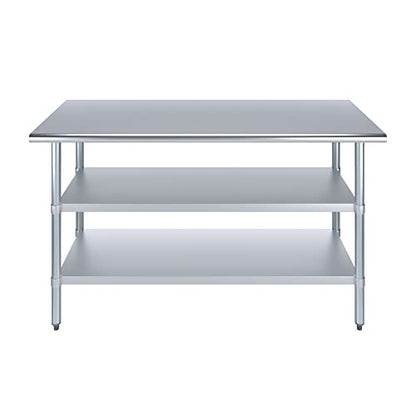 Stainless Steel Work Table with 2 Shelves | Metal Utility Table | Commercial & Residential NSF Utility (Stainless Steel Table with 2 Shelves, 60" Long x 24" Deep) - size: 60" Long x 24" Deep