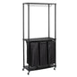 Household Essentials 3-Bag Laundry Center, Smooth Laminate Shelving, Sturdy Steel Frame - color: Black, size: 31.5"L x 17.3"W x 67.3"H