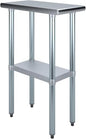 24" x 12" Stainless Steel Prep Table – NSF Certified Heavy Duty Work Table for Home & Commercial Use – Galvanized Undershelf & Legs - size: 12x24
