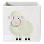 Two Cubs Foldable Kids Toy Storage Box - 13"x13" Cube Organizer Bin with Durable 2.6mm Plastic Plate Boards, Sheep Design in White - Collapsible Nursery & Playroom Storage, Fits IKEA Kallax Shelves - color: Sheep