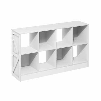 8-Cube Farmhouse Bookcase, Display Bookshelf, Book Shelf, 11.8 x 47.6 x 26.8, for Bedroom, Living Room, Home Office, White - color: White, size: 8 Cube