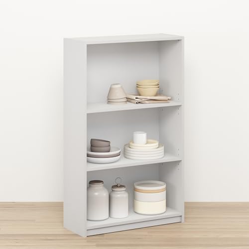 Toki 24.5 Inches Wide Open Bookcase with Adjustable Storage Shelves for Home Office, Living Room, 3 Tiers, White - color: White, size: 3 Tiers (24.5" Wide)