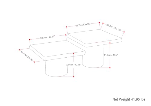 SIMPLIHOME Zachary Coffee Table 2-Piece Set - 42 inch Wide Cast Aluminum Square Living Room Tables in Graphite and Black Nickel, Contemporary Nesting Center Table Set with Flexible Style, Assembled - color: Graphite, Black Nickel, size: 21 inch, style: Ca