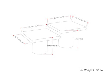 SIMPLIHOME Zachary Coffee Table 2-Piece Set - 42 inch Wide Cast Aluminum Square Living Room Tables in Graphite and Black Nickel, Contemporary Nesting Center Table Set with Flexible Style, Assembled - color: Graphite, Black Nickel, size: 21 inch, style: Ca